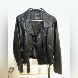 Nordstrom black leather jacket Size L